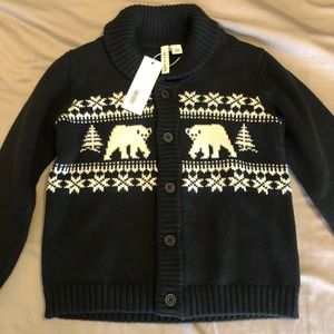 Janie and Jack Black Sweater, White Bears kids 4